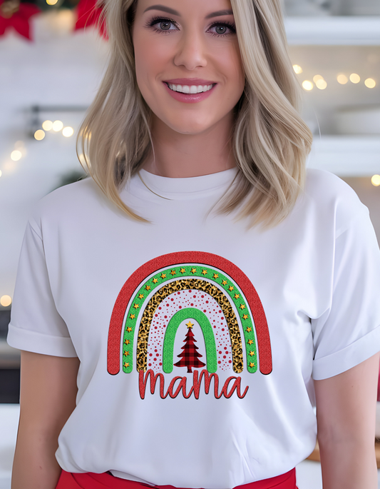 Rainbow Christmas Mama T-shirts