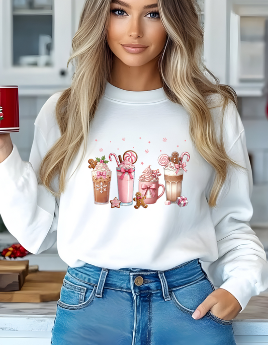 Christmas Coffee Pink Sweatshirt